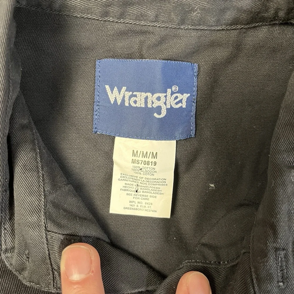 Wrangler Shirt Mens Size M Black Western Snap Front Long Sleeve Cowboy Workwear - Picture 6 of 13